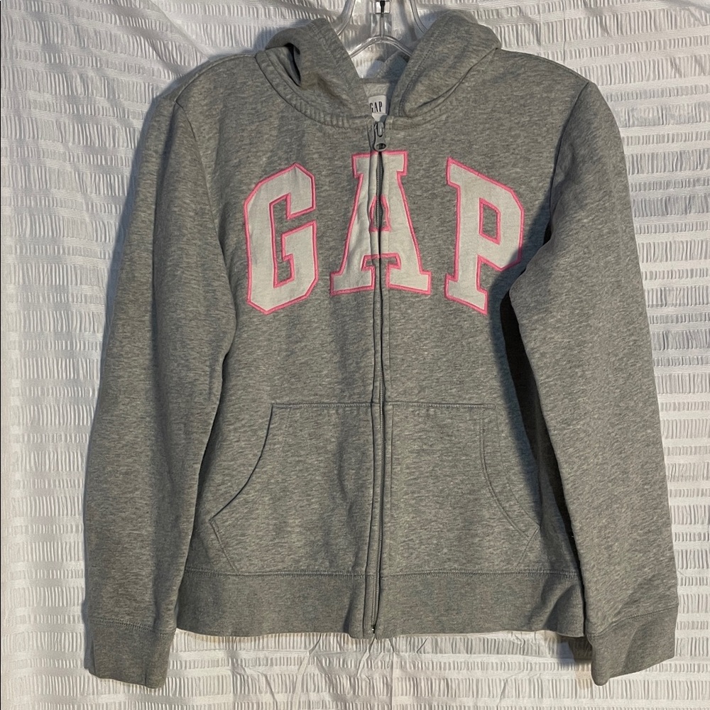 GAP Kids Gray and Pink Hoodie Jacket size 14 girl
